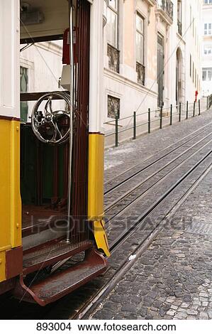 Picture - A street car at the bottom of a hill. Fotosearch