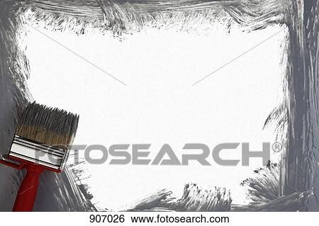A White Wall With Grey Paint And A Paint Brush View Large Photo Image Stock Photograph - A White Wall With Grey Paint And A Paint Brush. Fotosearch