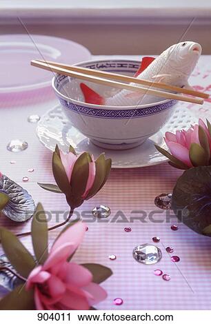 An artificial koi fish in a bowl set on a decorated table View Large Photo Image Stock Image - An artificial koi fish in a bowl set on a decorated table. Fotosearch