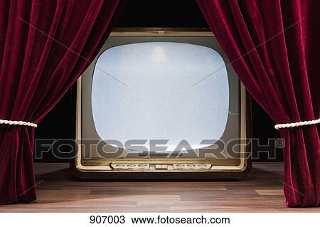 An Old Fashioned Television Behind Red Theatre Curtains View Large Photo Image Stock Image - An Old Fashioned Television Behind Red Theatre Curtains. Fotosearch