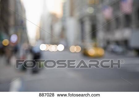 Stock Photo - Defocused street scene, Manhattan, New York City, USA. Fotosearch