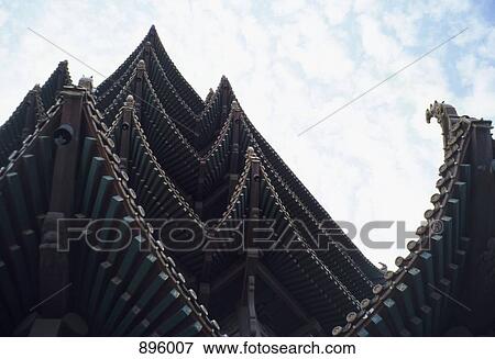Stock Photo - Detail of the Yellow Crane Tower, Huang He Lou, Wuhan, Hubei Province, China. Fotosearch