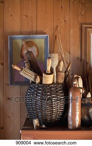 Detail of wooden kitchen utensils View Large Photo Image Picture - Detail of wooden kitchen utensils. Fotosearch