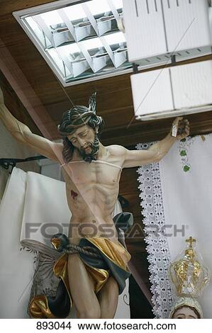 Picture - Low angle view of a statue of Jesus Christ. Fotosearch