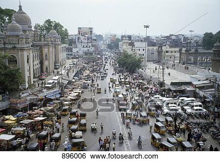 Stock Photograph - Street scene, Hyderabad, India. Fotosearch