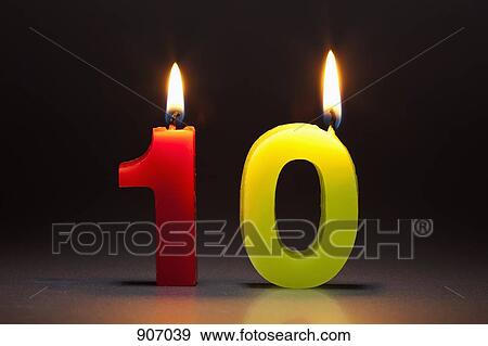 Two Candles In The Shape Of The Number 10 View Large Photo Image Stock Photo - Two Candles In The Shape Of The Number 10. Fotosearch