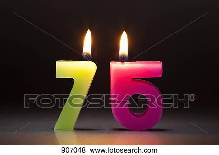 Stock Photo - Two Candles In The Shape Of The Number 75. Fotosearch
