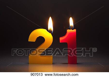 Two Candles In The Shape Of The Numbers 21 View Large Photo Image Stock Image - Two Candles In The Shape Of The Numbers 21. Fotosearch