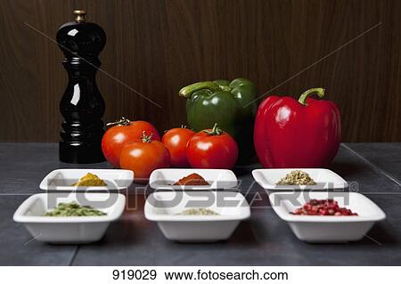 Various herbs, spices and vegetables View Large Photo Image Stock Photo - Various herbs, spices and vegetables. Fotosearch