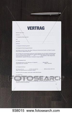 Stock Photography - A German sales contract and a pen. Fotosearch