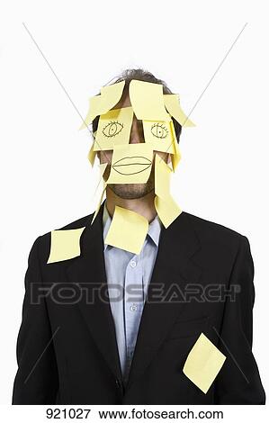 A man who's face is covered with adhesive notes View Large Photo Image Stock Photo - A man who's face is covered with adhesive notes. Fotosearch