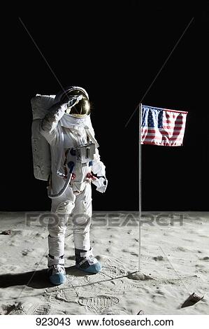 An astronaut on the surface of the moon saluting an American flag View Large Photo Image Stock Image - An astronaut on the surface of the moon saluting an American flag. Fotosearch