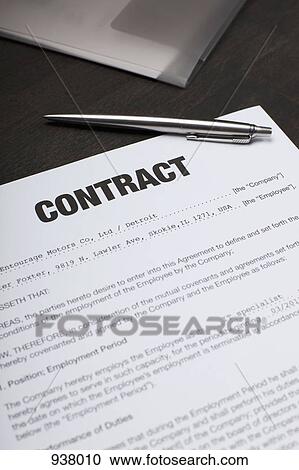 Stock Image - An employment contract and a pen. Fotosearch
