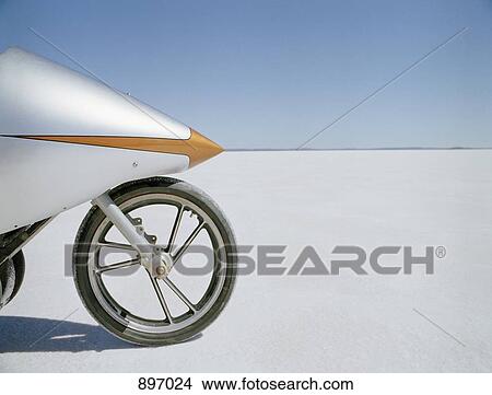 Detail of a racing motorcycle on a salt flat, Lake Gairdner, South Australia, Australia View Large Photo Image Picture - Detail of a racing motorcycle on a salt flat, Lake Gairdner, South Australia, Australia. Fotosearch