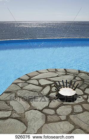 Stock Photograph - Detail of a swimming pool next to the sea. Fotosearch
