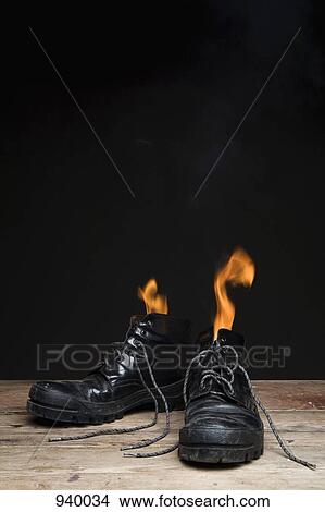 Leather boots on fire Picture | 940034 