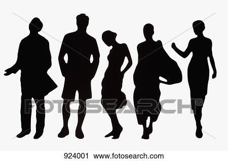 Stock Image - Silhouettes of fashionable plastic figurines . Fotosearch