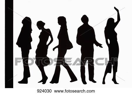 Silhouettes of fashionable plastic figurines standing in a line View Large Photo Image Stock Image - Silhouettes of fashionable plastic figurines standing in a line. Fotosearch