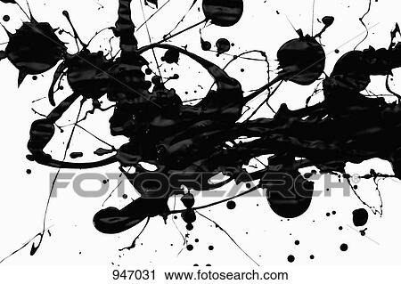 Stock Image - Splatter black paint on a white surface. Fotosearch