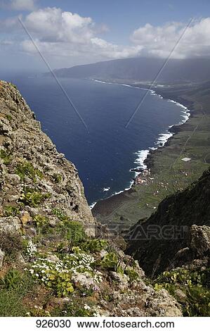 Stock Image - View of coastline, Mirador de Bascos, El Hierro, Spain. Fotosearch