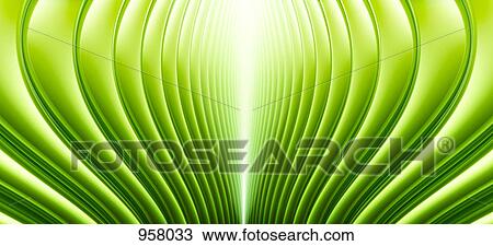 Stock Image - Abstract curved lines in Green. Fotosearch