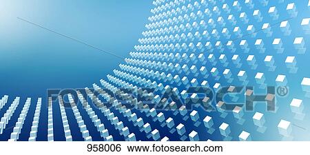 Blue abstract cubes in a curve View Large Photo Image Stock Photograph - Blue abstract cubes in a curve. Fotosearch