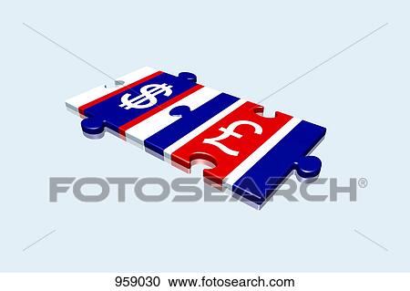 Stock Image - Dollar and pound puzzle . Fotosearch