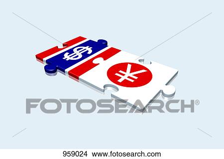 Picture - Dollar and Yen puzzle. Fotosearch