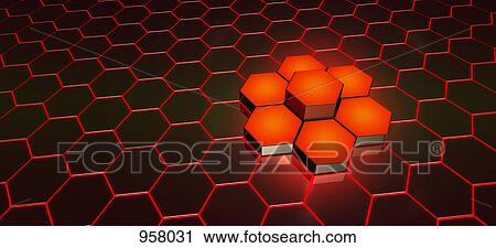 Stock Image - Single hexagon cluster. Fotosearch
