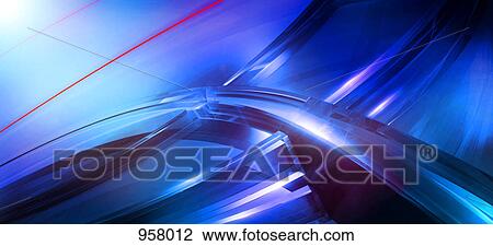 Stock Image - Three-dimensional curved lines in blue. Fotosearch