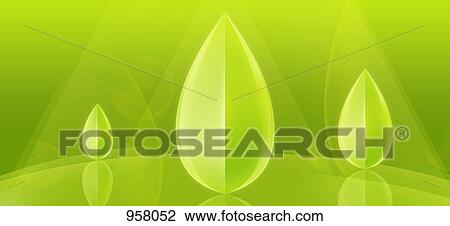 Stock Image - Three three-dimensional abstract bay leaf shapes. Fotosearch