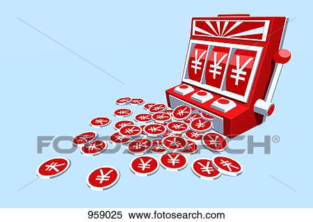 Yen coins falling from slot machine View Large Photo Image Stock Photography - Yen coins falling from slot machine. Fotosearch