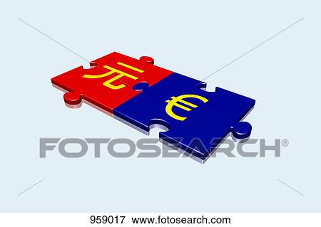 Stock Photo - Yuan and Euro puzzle. Fotosearch
