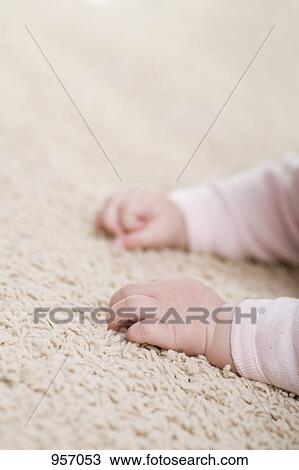 Stock Image - A baby's hands, close-up, focus on hands. Fotosearch