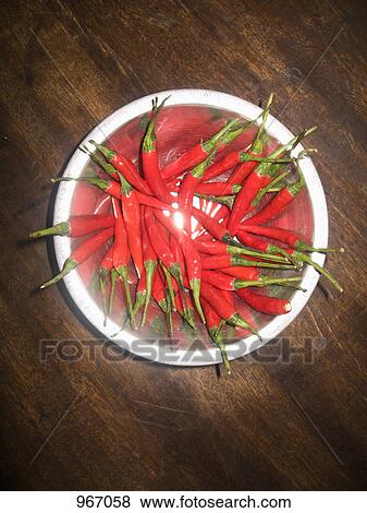 A bowl of red chili peppers View Large Photo Image Stock Photo - A bowl of red chili peppers. Fotosearch