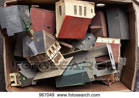 Stock Photo - A box full of toy buildings. Fotosearch