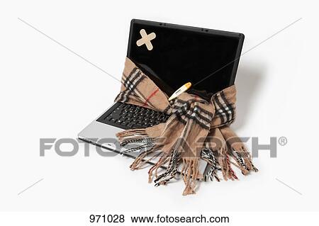 A laptop sick with a computer virus View Large Photo Image Stock Photo - A laptop sick with a computer virus. Fotosearch