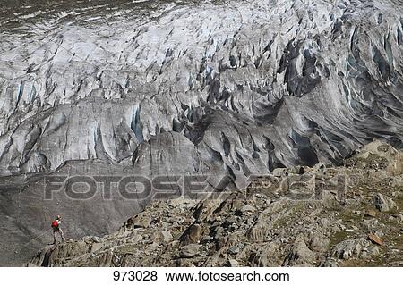 A person looking at a glacier View Large Photo Image Stock Photo - A person looking at a glacier. Fotosearch