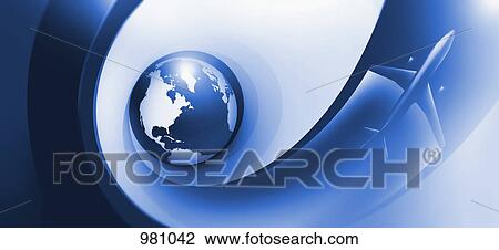 A plane flying around the earth View Large Photo Image Stock Image - A plane flying around the earth. Fotosearch