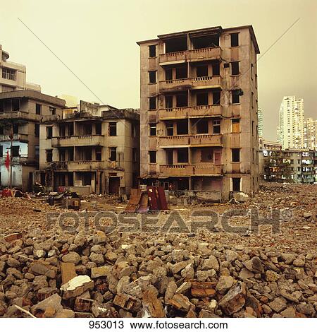 Abandoned buildings and rubble with modern high-rise buildings in background, Shenzhen, China View Large Photo Image Stock Image - Abandoned buildings and rubble with modern high-rise buildings in background, Shenzhen, China. Fotosearch