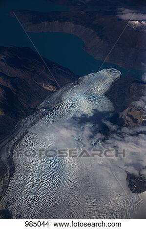 Aerial view of lakes, glaciers and mountains, Torres del Paine National Park, Chile View Large Photo Image Picture - Aerial view of lakes, glaciers and mountains, Torres del Paine National Park, Chile. Fotosearch