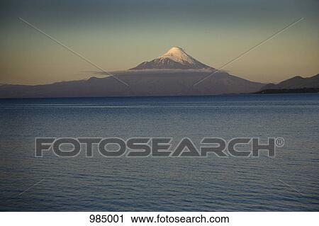 Stock Image - Lake Llanquihue and Osorno Volcano, Puerto Varas, Chile. Fotosearch