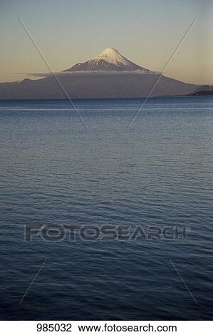 Stock Image - Lake Llanquihue and Osorno Volcano, Puerto Varas, Chile. Fotosearch