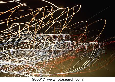 Stock Photo - Light trails at night. Fotosearch