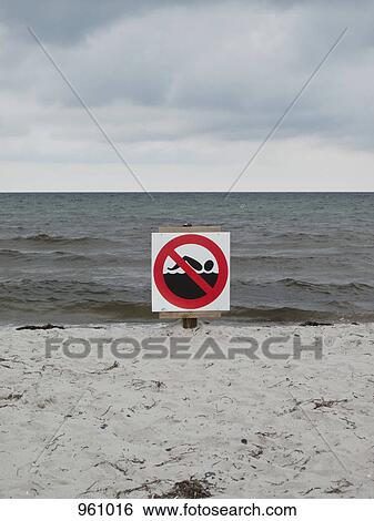 Stock Photograph - No swimming sign . Fotosearch