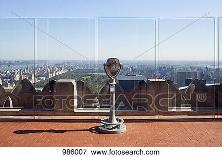 Stock Photo - Observation deck looking out over Manhattan. Fotosearch