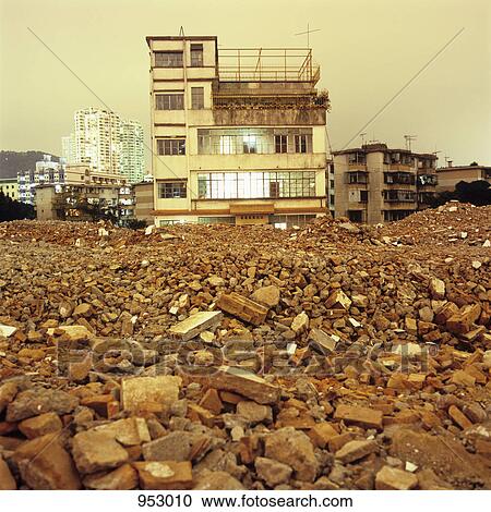 Old dilapidated buildings and rubble with modern buildings in background, Shenzhen, China View Large Photo Image Stock Image - Old dilapidated buildings and rubble with modern buildings in background, Shenzhen, China. Fotosearch