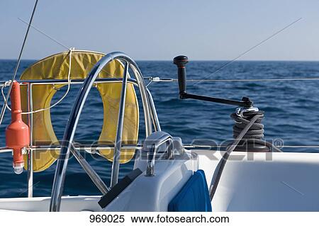 Side view at the helm of a yacht View Large Photo Image Stock Photography - Side view at the helm of a yacht . Fotosearch
