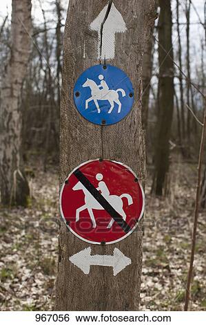 Stock Photograph - Signs directing horse riders. Fotosearch
