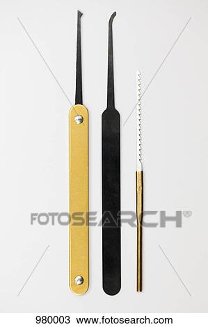 Stock Image - Three lock picking tools. Fotosearch